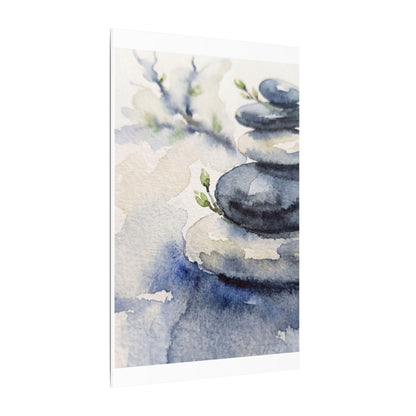 River Stones Watercolor Canvas Art | Cozy Japandi Art