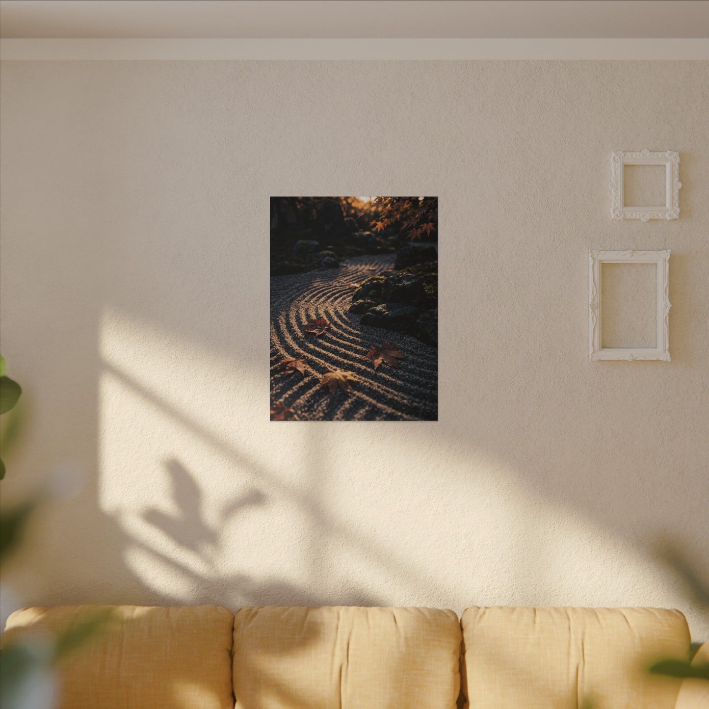 Rock Garden Moody Minimal Canvas Art | Bold Dark Japandi Art