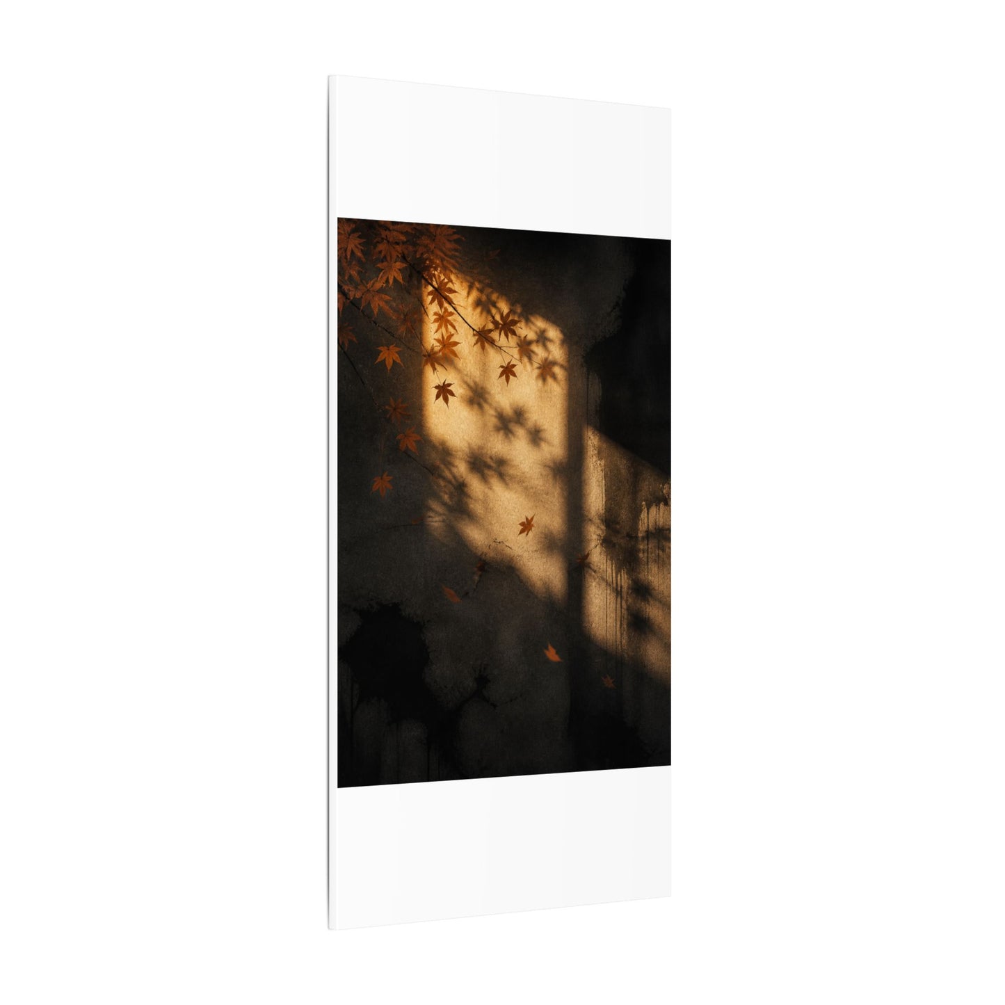 Shadow Play Canvas Art | Autumn Dark Japandi Charcoal Ink Art