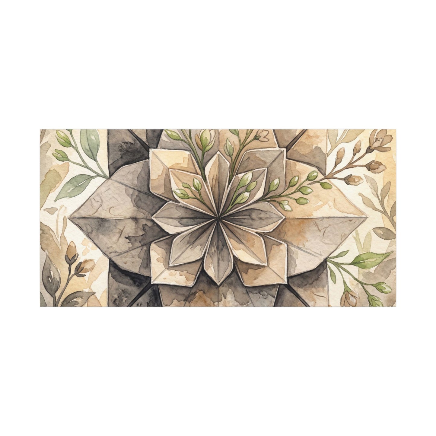 Warm Paper Fold Canvas Art - Watercolor Japandi