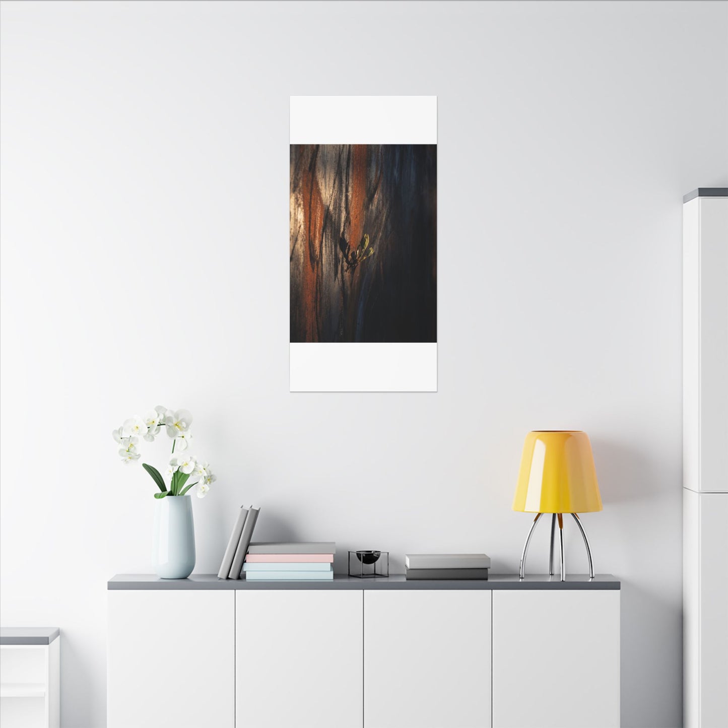 Rust Patina Charcoal Ink Canvas Art | Moody Dark Japandi Art