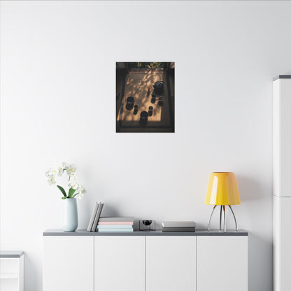 Shibui Tea Ceremony Canvas Art - Dark Japandi Shadow Zen