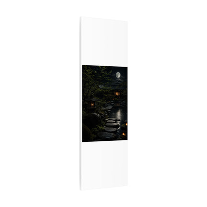 Moonlit Garden Shadow Zen Canvas Art | Sophisticated Dark Japandi Art