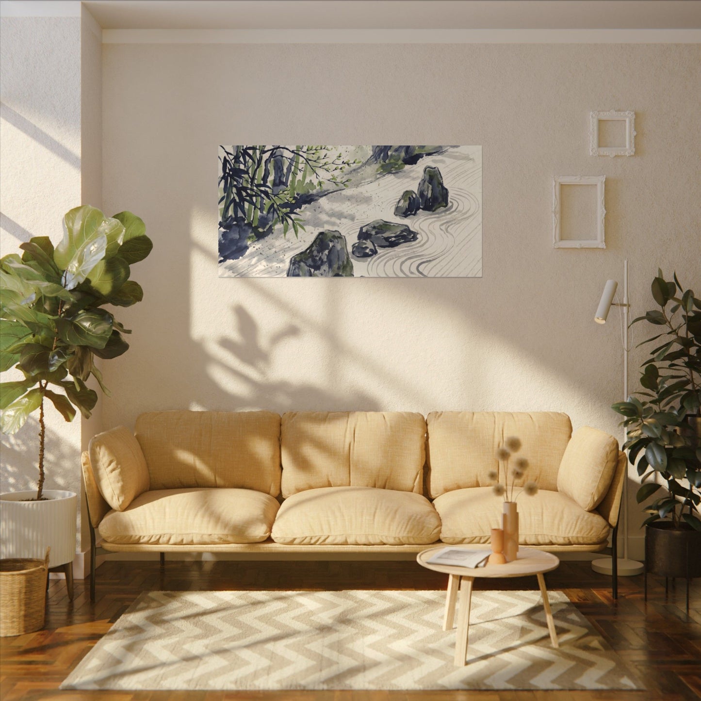 Dappled Rock Garden Canvas Art - Zen Mono No Aware