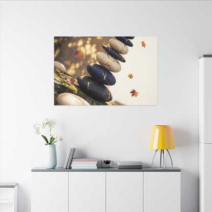 Ma River Stones Canvas Art - Kintsugi Gold Vein