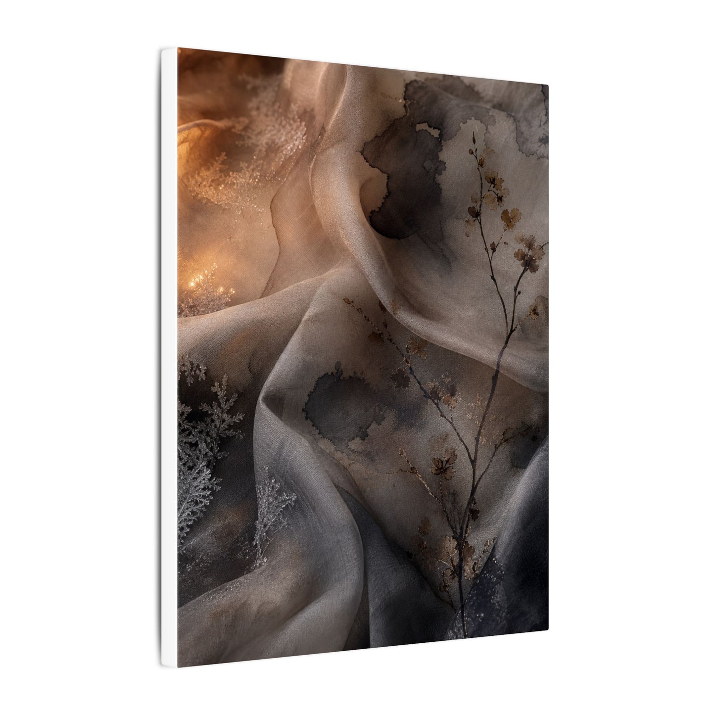 Japandi Silk Drape in Candlelight | Watercolor Canvas Art
