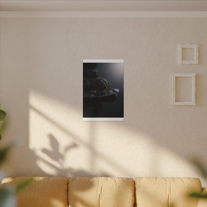 Stone Lantern Moody Minimal Canvas Art | Sophisticated Dark Japandi Art