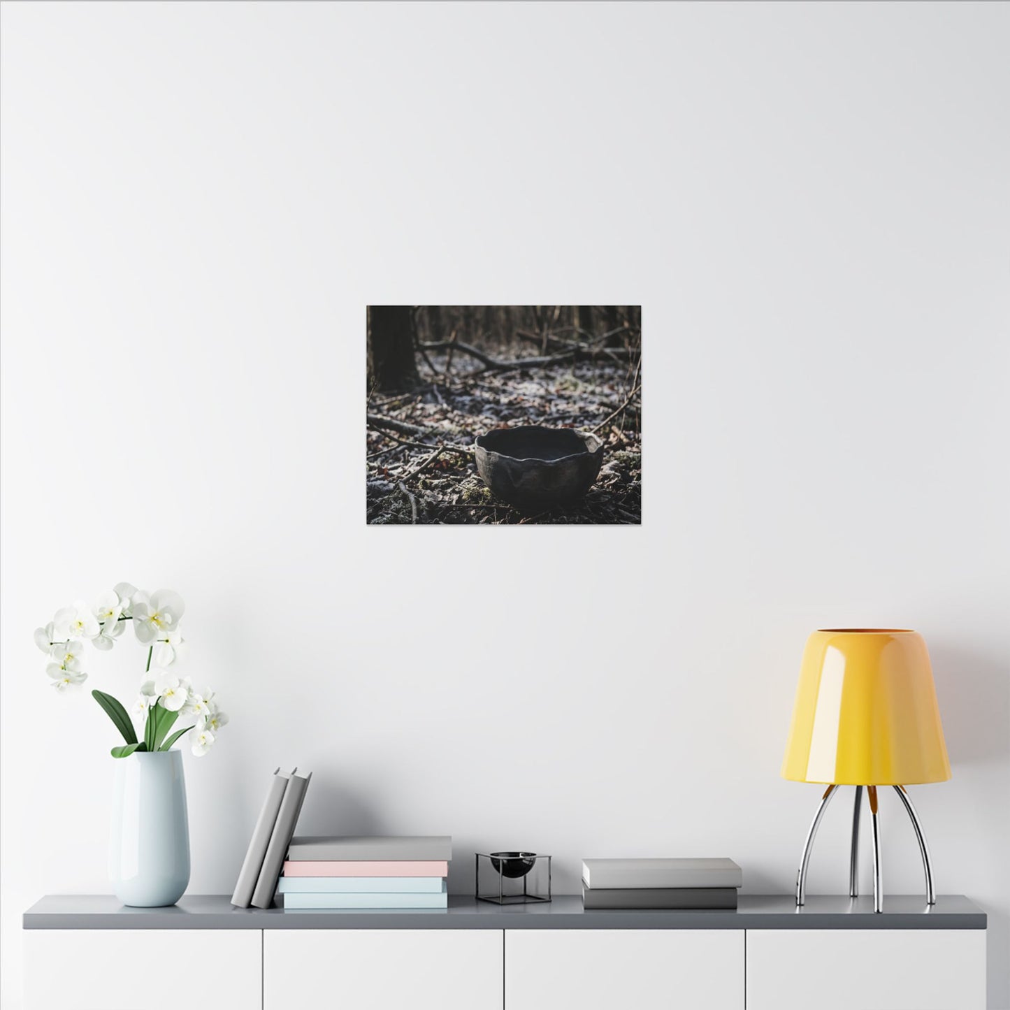 Dappled Ceramic Bowl Canvas Art - Dark Japandi Kanso