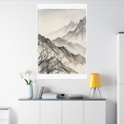 Spring Mountain Mist Texture Canvas Art | Warm Decor