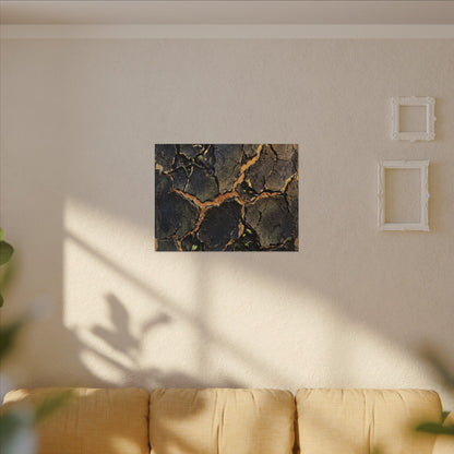 Cracked Earth Spring Canvas Art | Dark Japandi Atmospheric Design