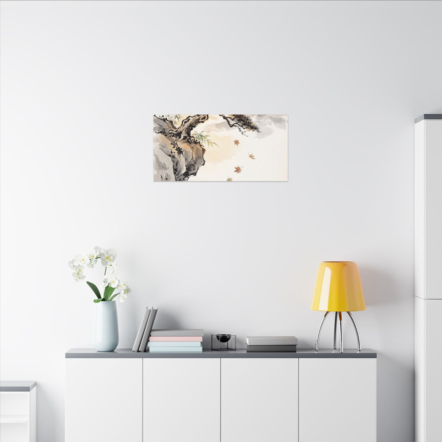 Peaceful Pine Tree Canvas Art - Sumi E Zen