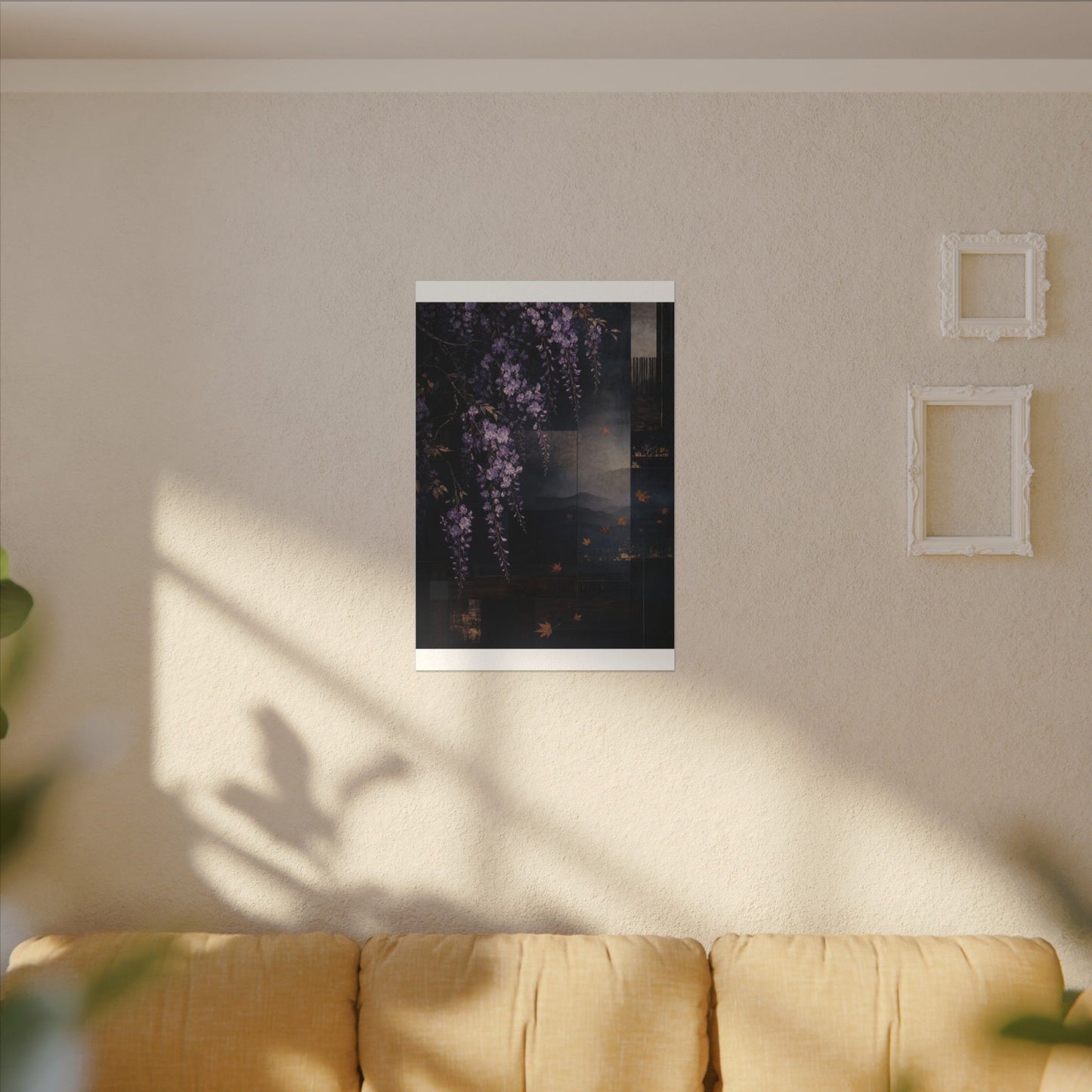 Dawn Wisteria Canvas Art - Dark Japandi Fukinsei