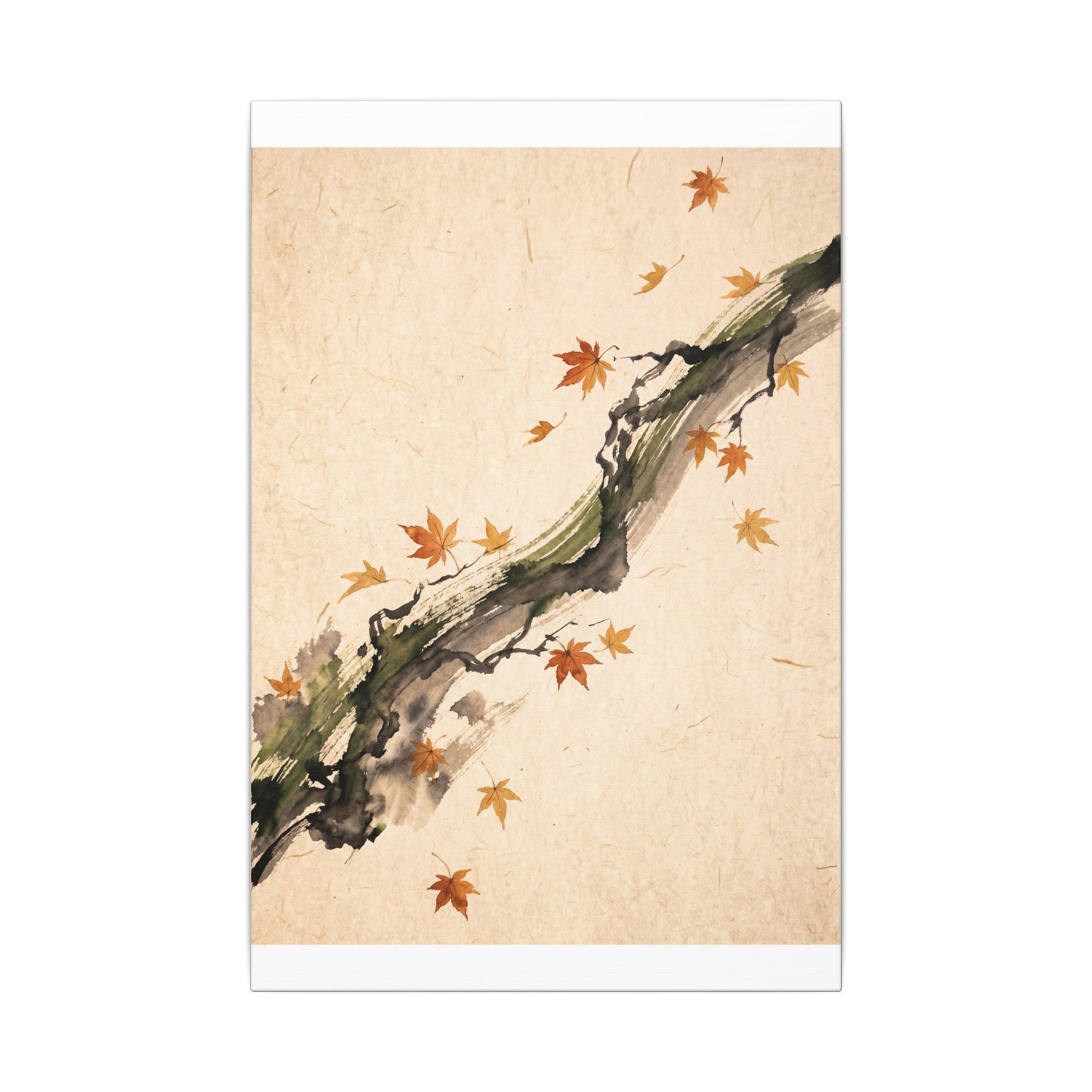 Ink Brushstroke Autumn Canvas Art | Zen Calm Design