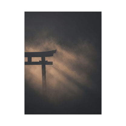 Torii Gate Shadow Zen Canvas Art | Bold Dark Japandi Art