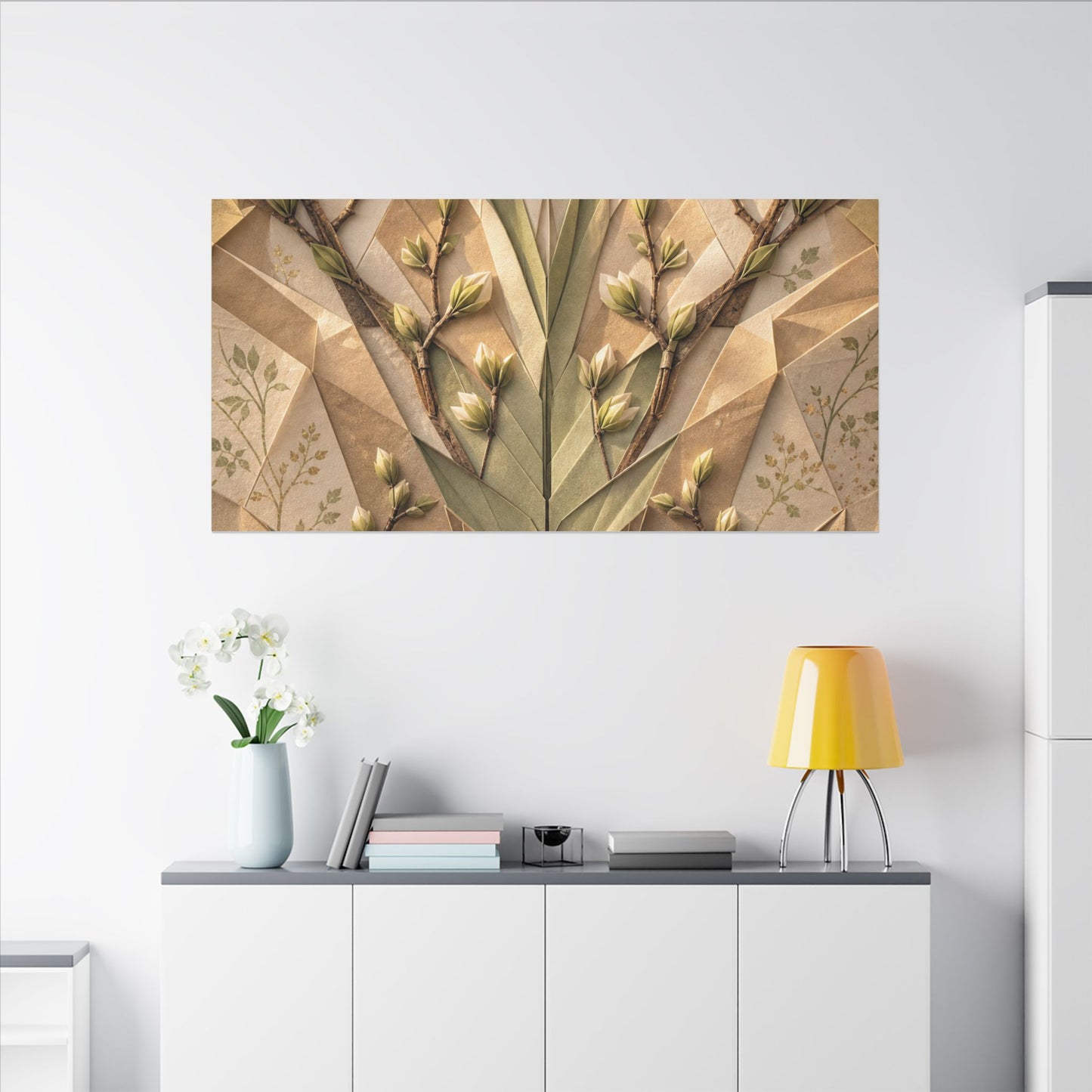 Kanso Paper Fold Canvas Art - Japandi Japanese Pattern