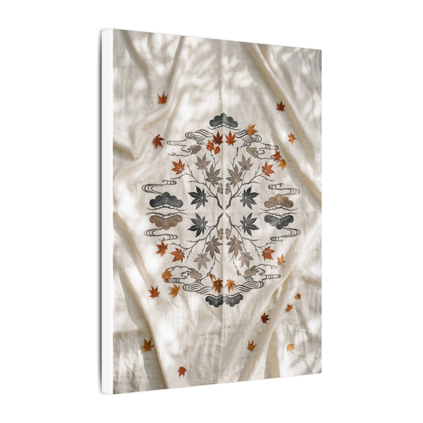 Elegant Silk Drape Canvas Art - Japanese Pattern Japandi