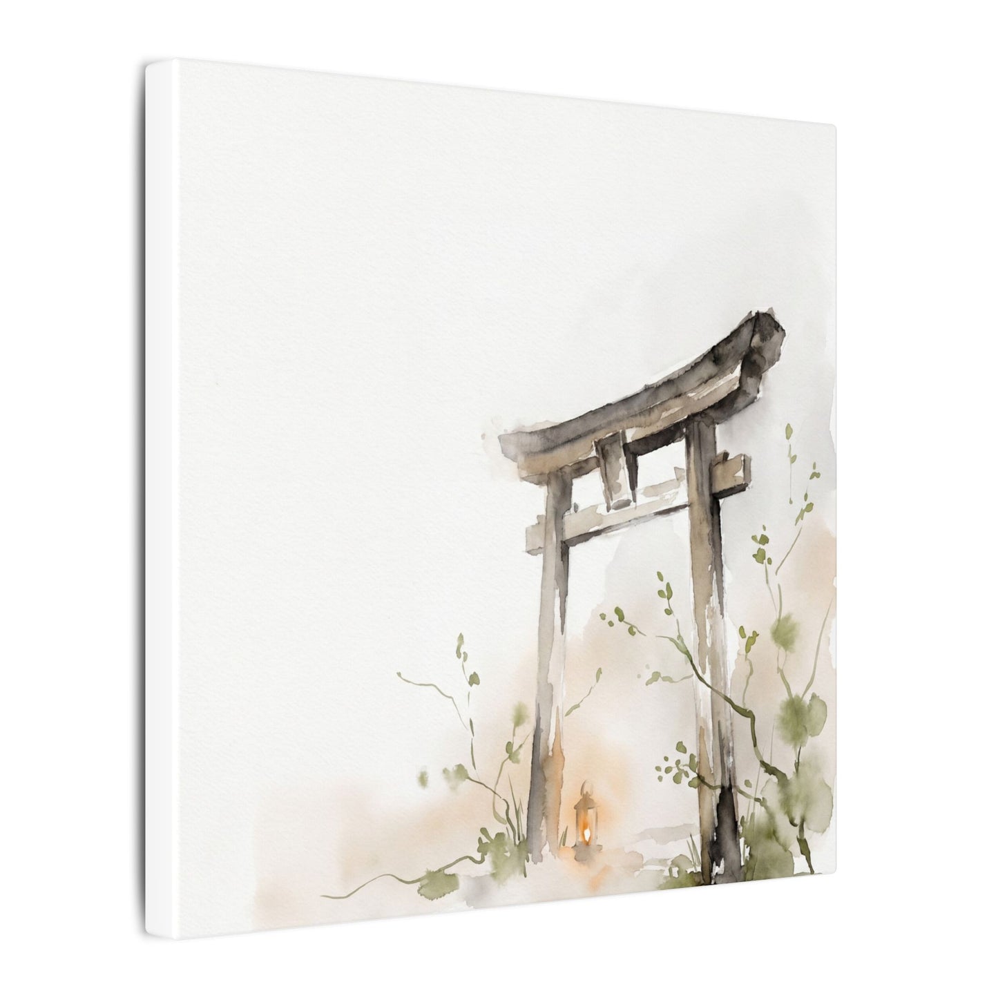 Fukinsei Torii Gate Canvas Art - Japandi Watercolor
