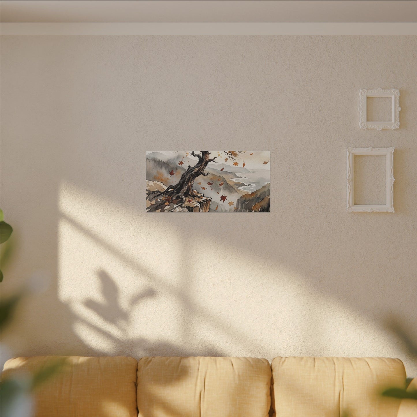 Autumn Pine Tree Watercolor Canvas Art | Warm Decor