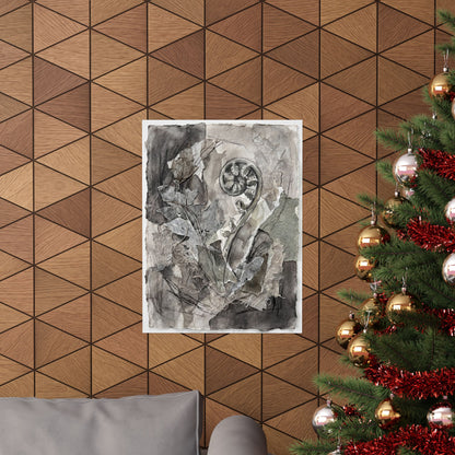 Mono No Aware Fern Unfurling Wall Art Print - Japandi Texture