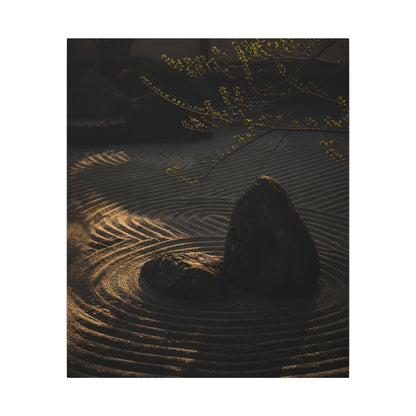 Ma Rock Garden Canvas Art - Dark Japandi Shadow Zen
