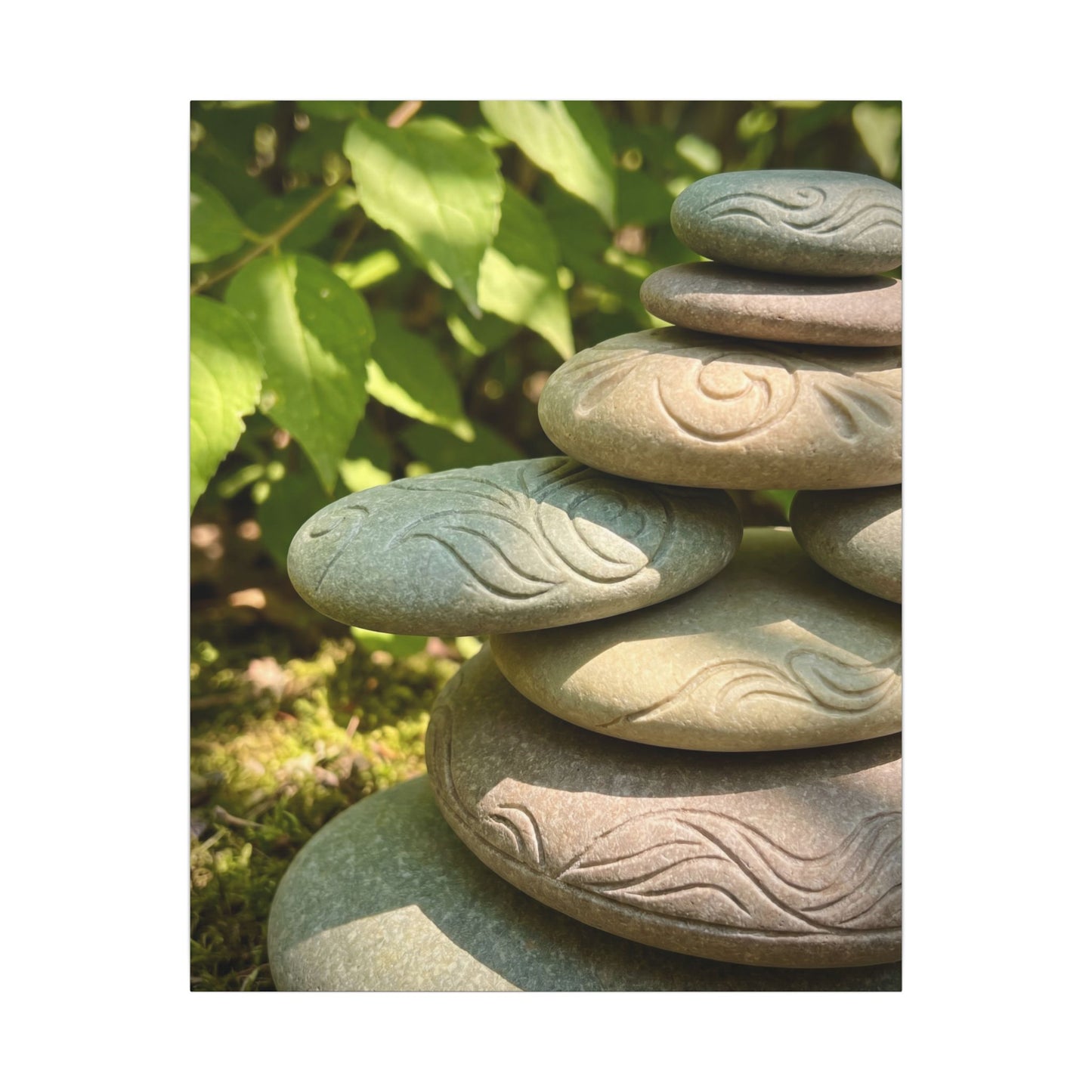 River Stones Summer Canvas Art | Japandi Earthy Design