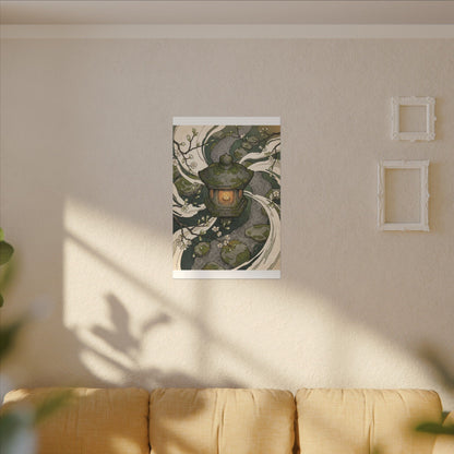 Zen Stone Lantern in Candlelight | Ukiyo E Inspired Canvas Art