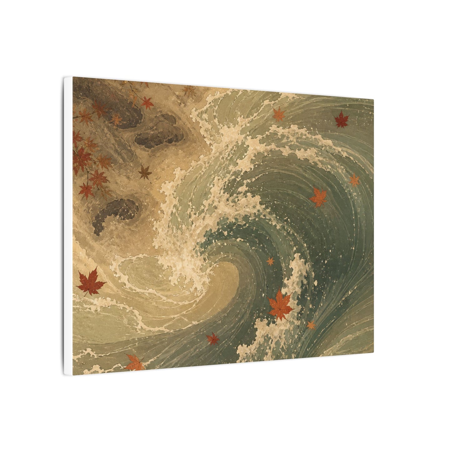 Japandi Ocean Wave in Candlelight | Japanese Pattern Canvas Art