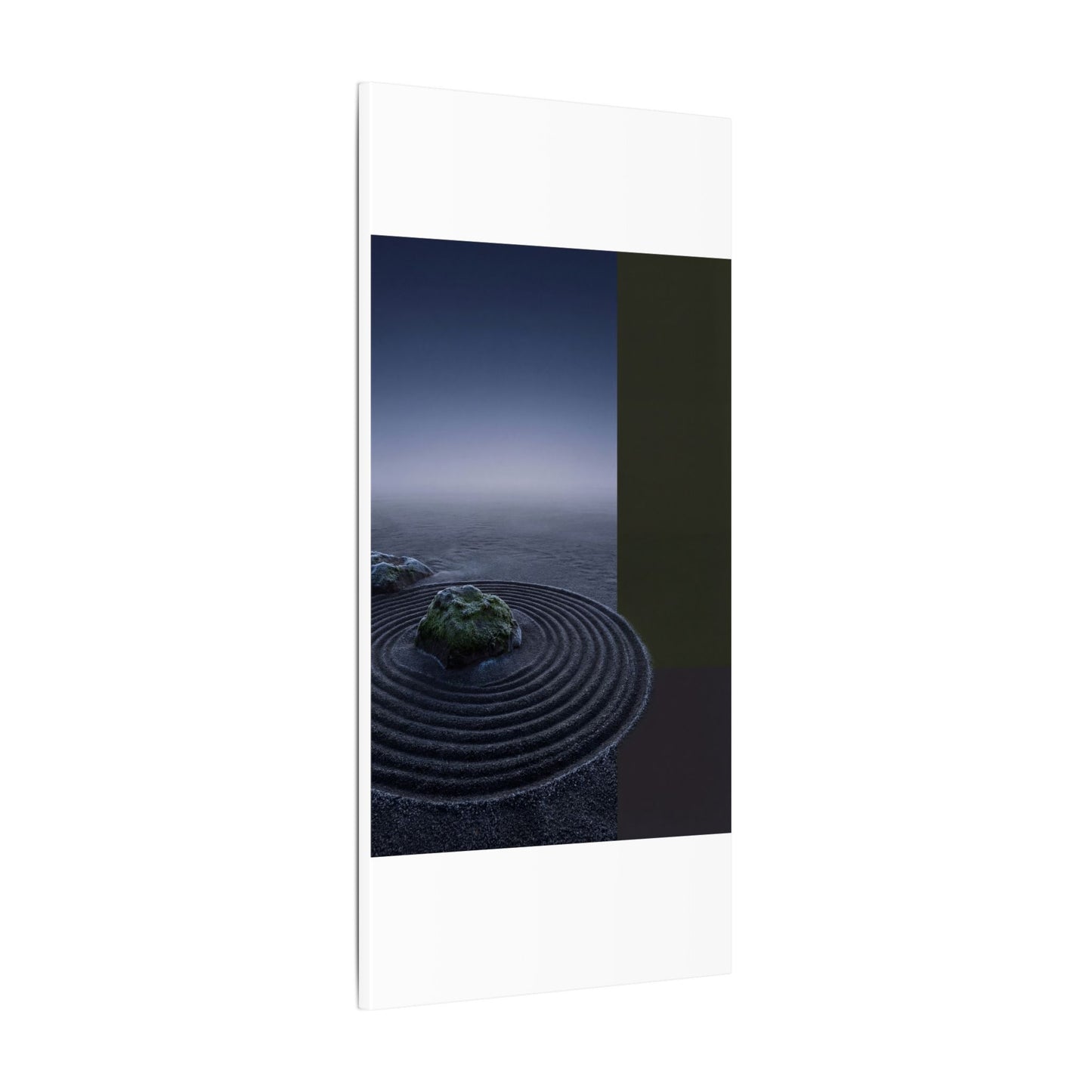 Ma Rock Garden Canvas Art - Dark Japandi Moody Minimal