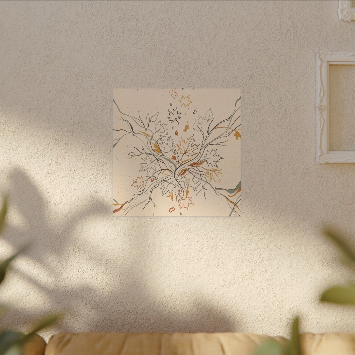 Warm Shadow Play Canvas Art - Minimal Line Japandi