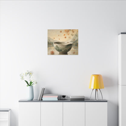 Autumn Ceramic Bowl Watercolor Canvas Art | Cozy Decor