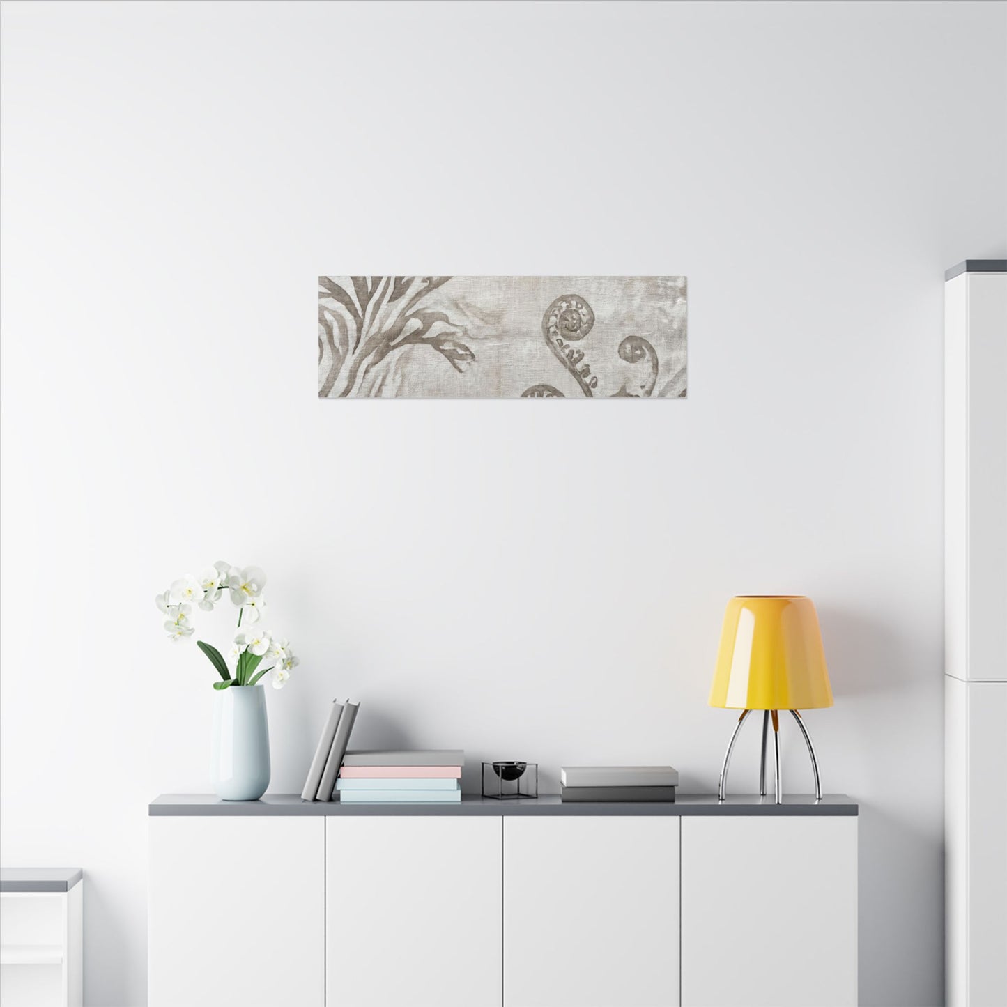 Japandi Fern Unfurling in Overcast | Japanese Pattern Canvas Art