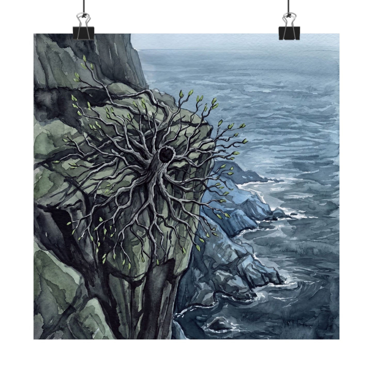 Pine Tree Watercolor Wall Art Print | Elegant Japandi Art