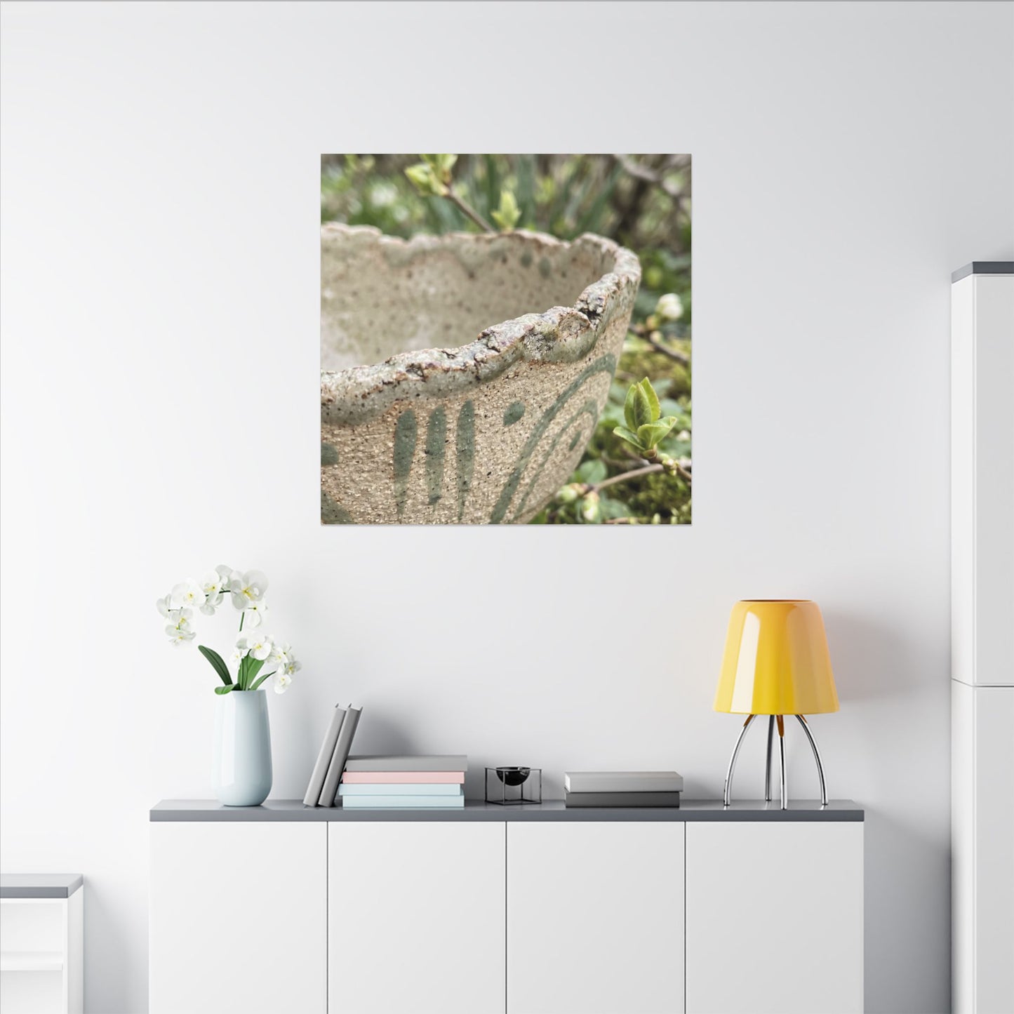 Elegant Ceramic Bowl Canvas Art - Japanese Pattern Japandi