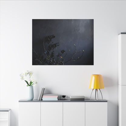 Dried Flowers Spring Canvas Art | Dark Japandi Moody Design