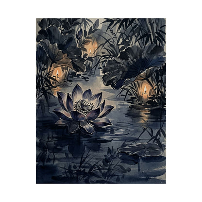 Candlelight Lotus Flower Wall Art Print - Zen Fukinsei