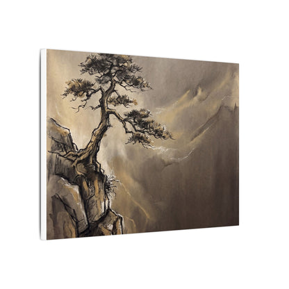 Pine Tree Charcoal Ink Canvas Art | Luxurious Dark Japandi Art