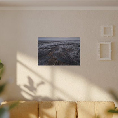 Dark Japandi Cracked Earth in Overcast | Dark Texture Canvas Art