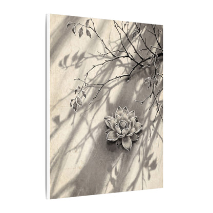 Winter Lotus Flower Sumi E Canvas Art | Contemplative Decor