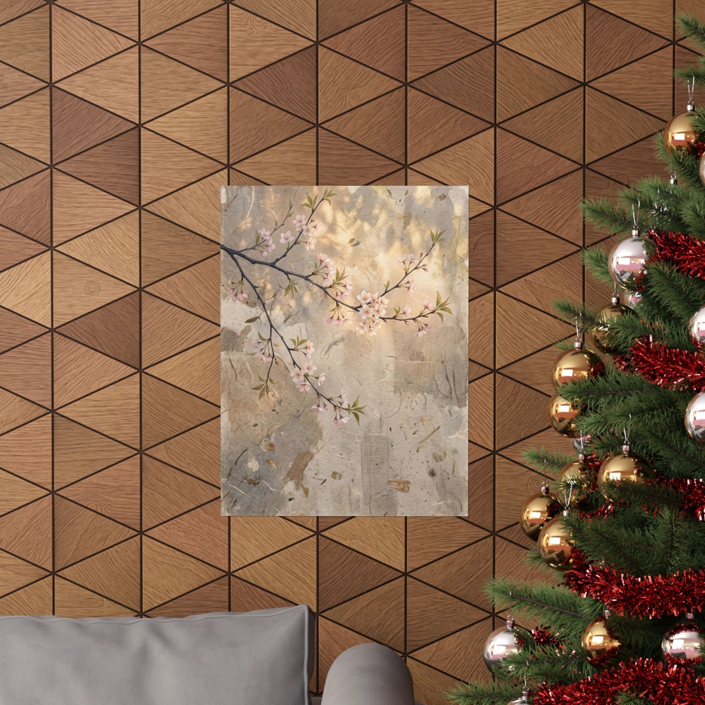 Warm Cherry Blossom Wall Art Print - Texture Japandi