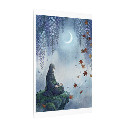 Zen Wisteria in Moonlight | Ukiyo E Inspired Canvas Art