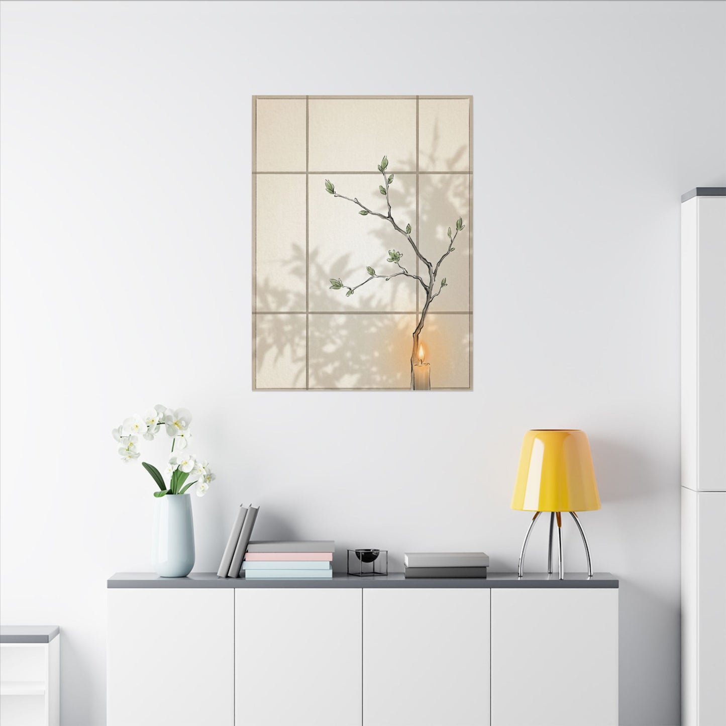 Shoji Screen Spring Canvas Art | Japandi Cozy Design