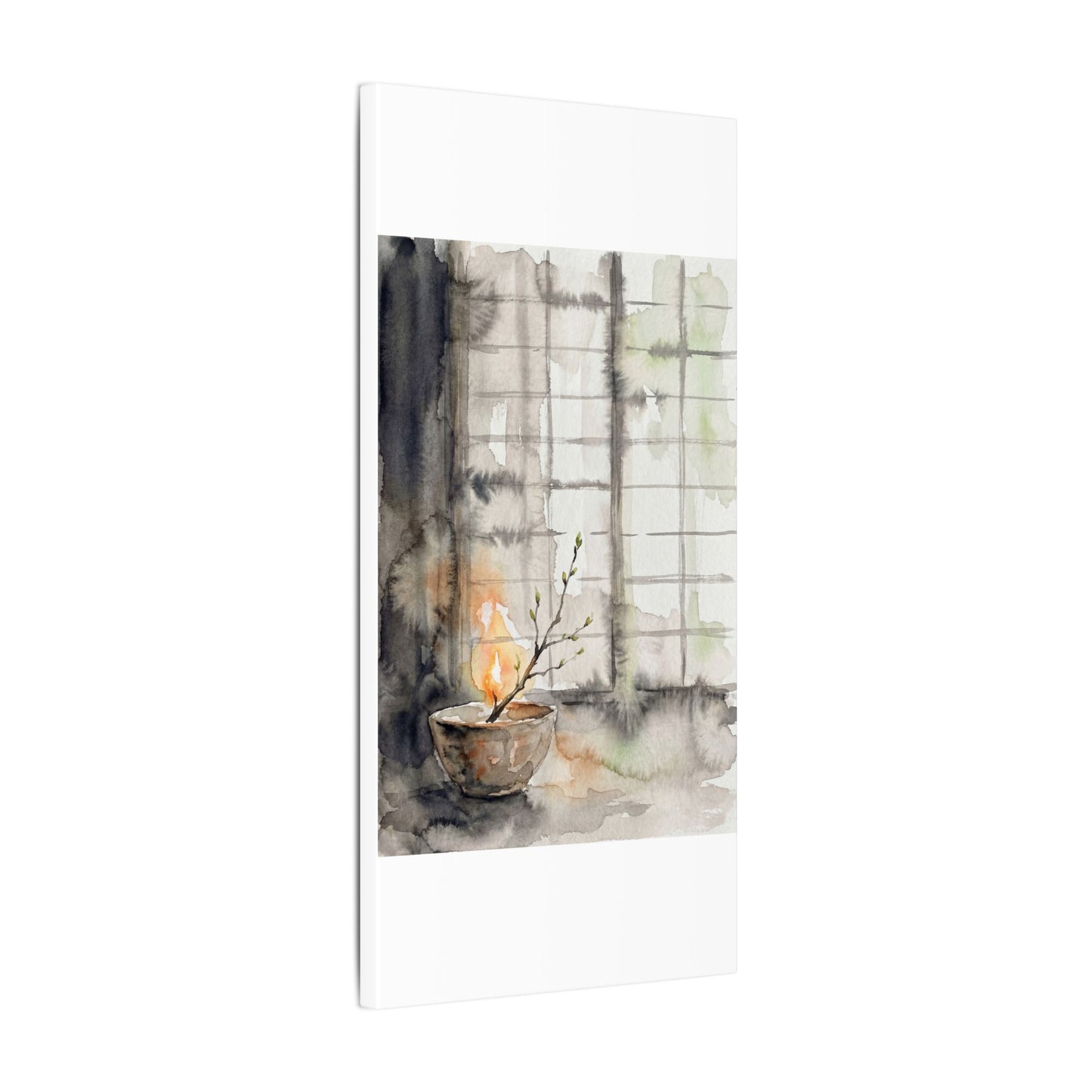 Shoji Screen Canvas Art | Spring Japandi Watercolor Art