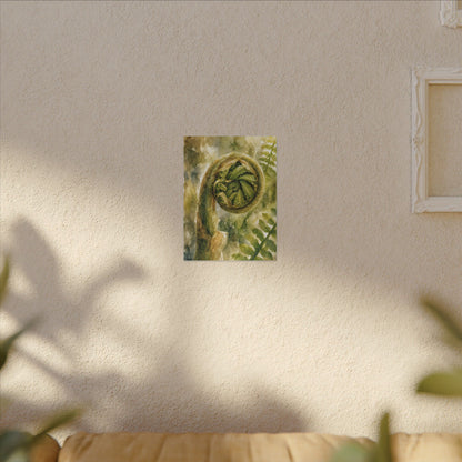 Japandi Fern Unfurling in Dappled | Watercolor Canvas Art