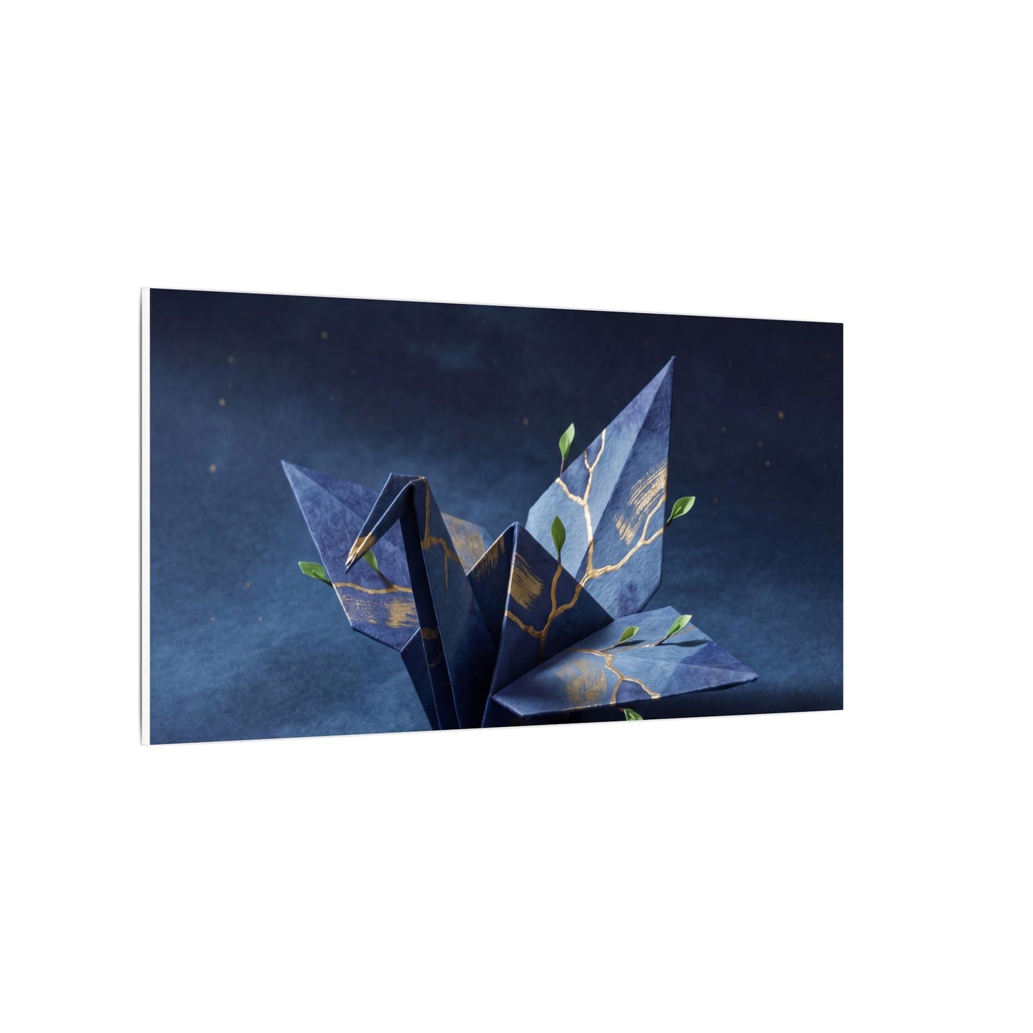 Kintsugi Paper Fold in Moonlight | Crackle Gold Canvas Art