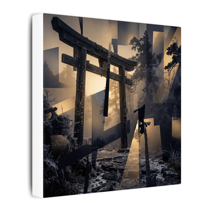Winter Torii Gate Moody Minimal Canvas Art | Bold Decor