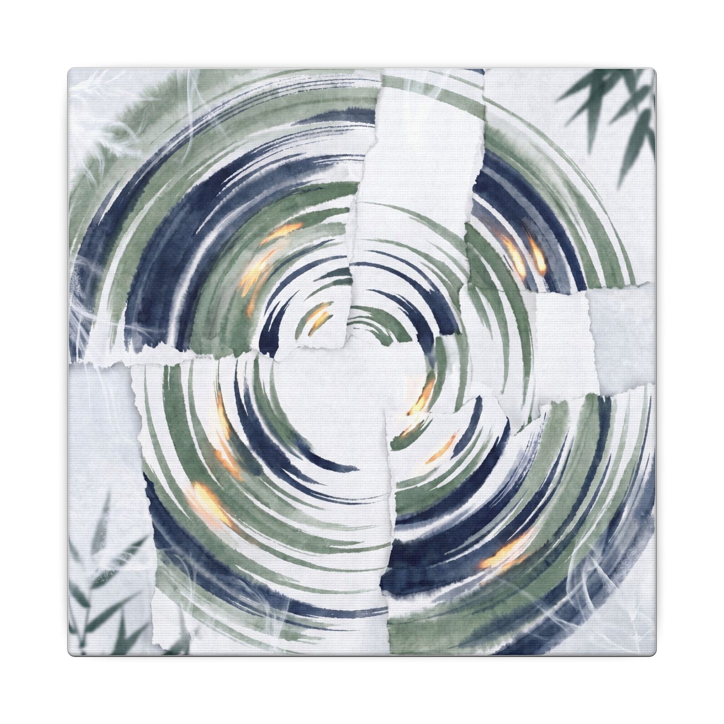 Winter Water Ripple Sumi E Canvas Art | Peaceful Decor