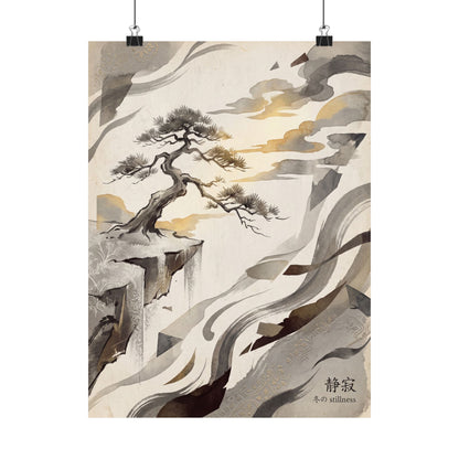 Pine Tree Japanese Pattern Wall Art Print | Cozy Japandi Art Art Print
