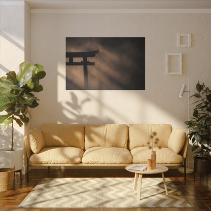 Torii Gate Shadow Zen Canvas Art | Bold Dark Japandi Art