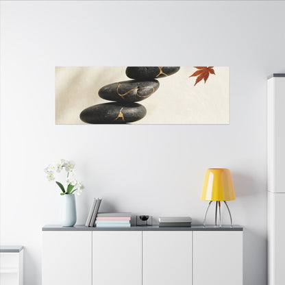 Kintsugi River Stones in Dappled | Crackle Gold Canvas Art