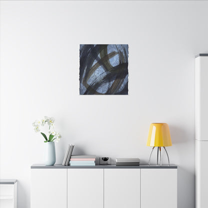 Ink Brushstroke Canvas Art | Winter Dark Japandi Shadow Zen Art